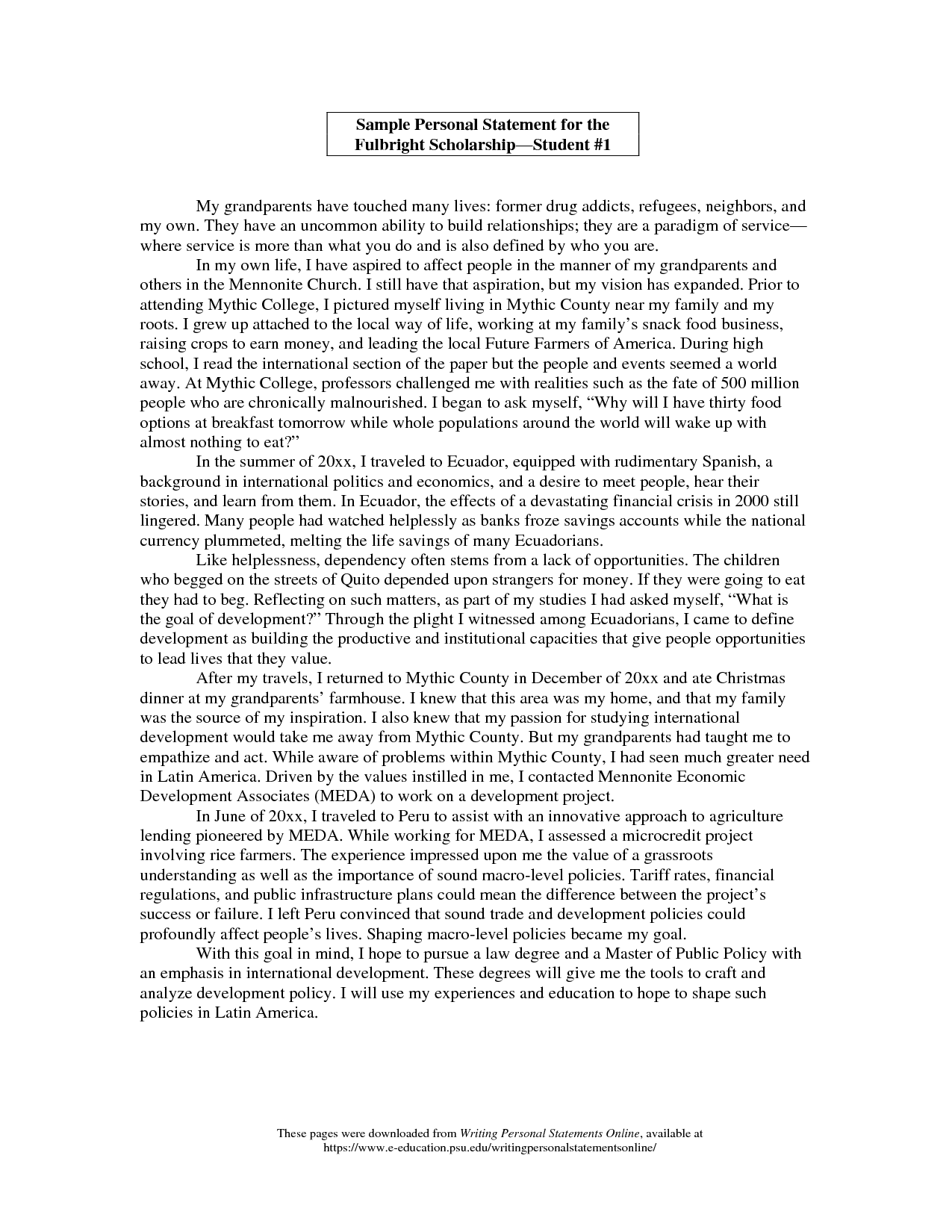 Personal Statement for the Fulbright Scholarship ( Winning Essay ) - Essaysers