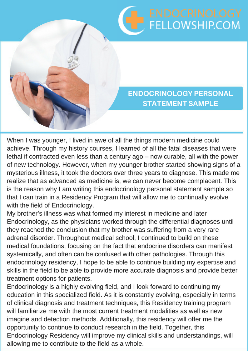 endocrinology personal statement sample
